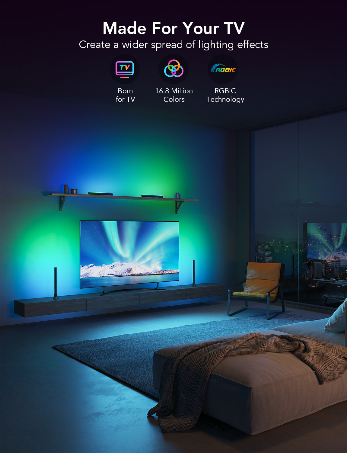 ⚡Govee H6046 - Kit de Barras LED RGBIC para TV (45–70″)