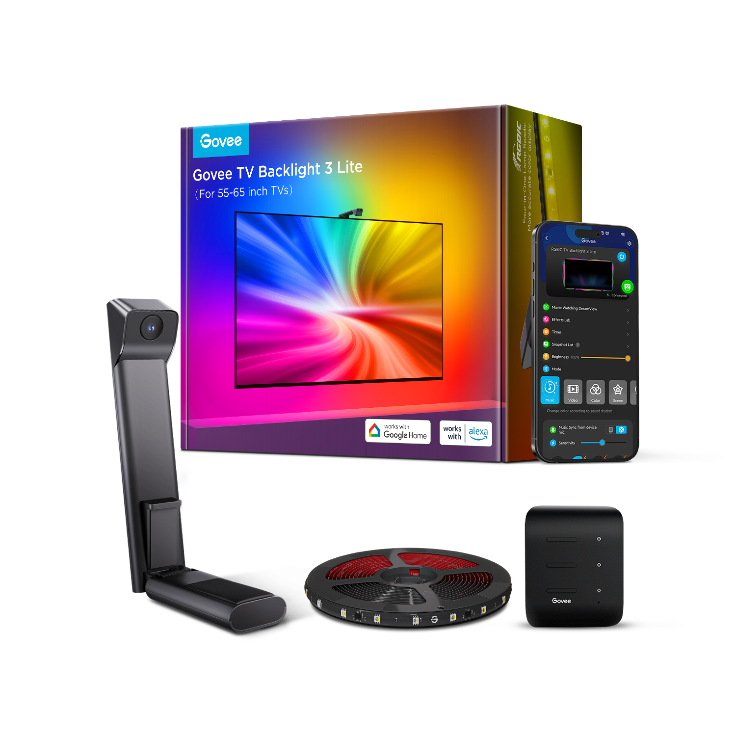 ⚡Govee H6098  –  Kit de retroiluminación TV Backlight 3S RGBICW para TV 75–85″