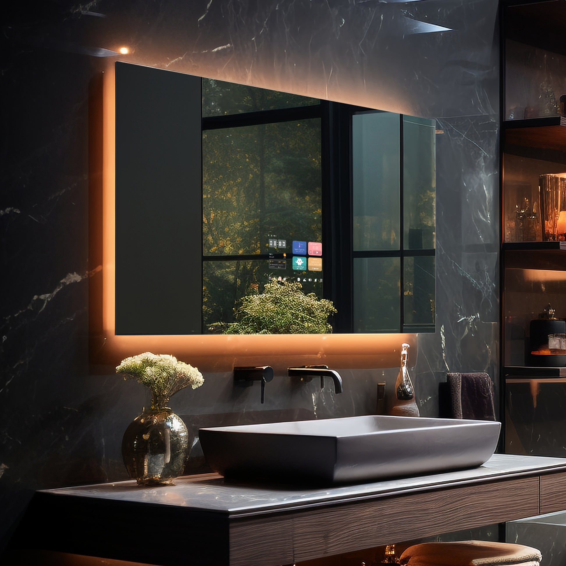 🪞 Vercon Serie K– Espejo Inteligente Rectangular con Pantalla HD 10″