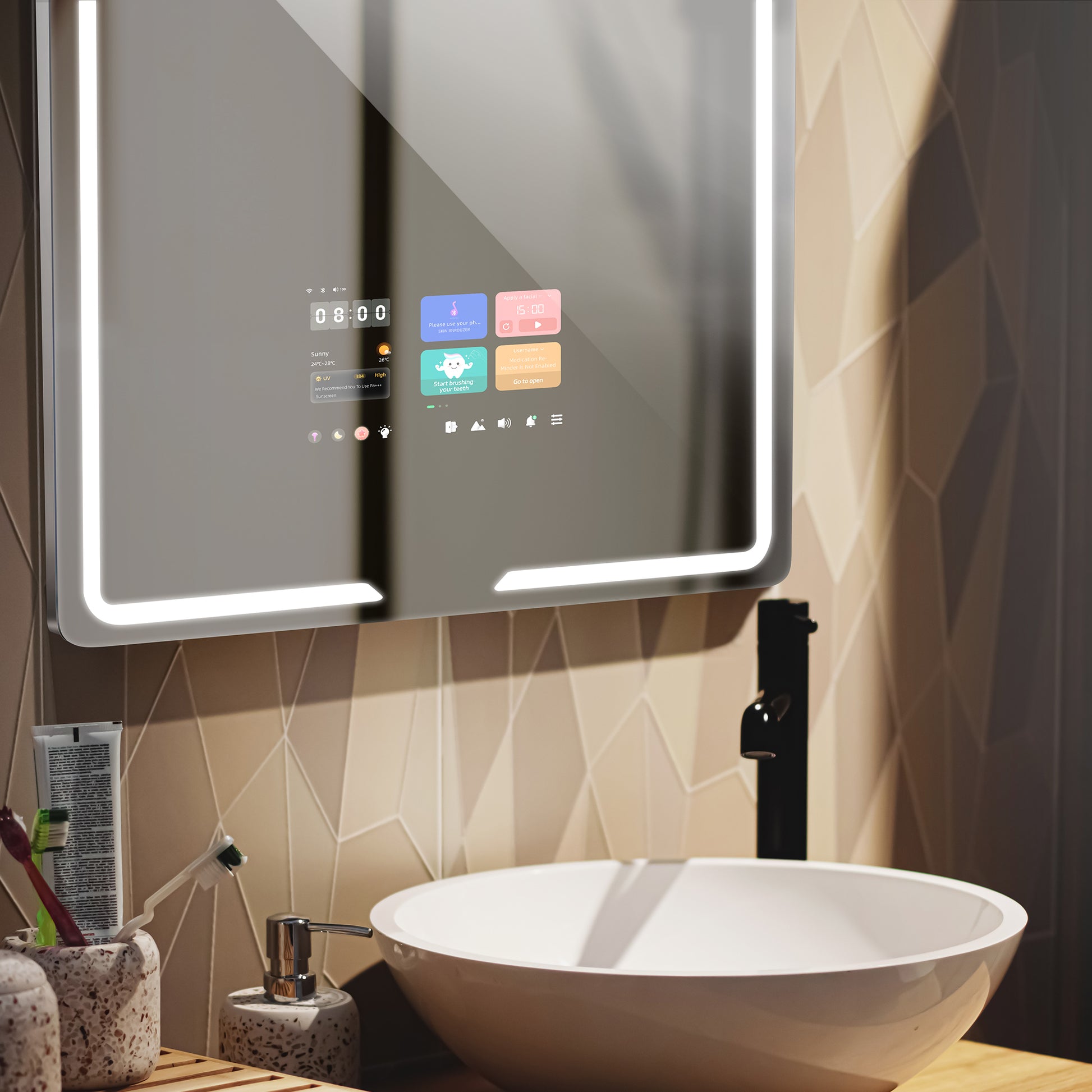 🪞 Vercon Serie S– Espejos Rectangulares con Pantalla 21″ y Luz Frontal