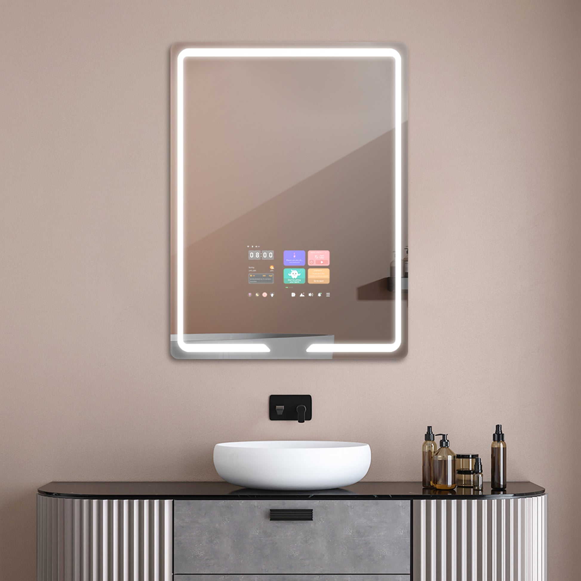 🪞 Vercon Serie S– Espejos Rectangulares con Pantalla 21″ y Luz Frontal