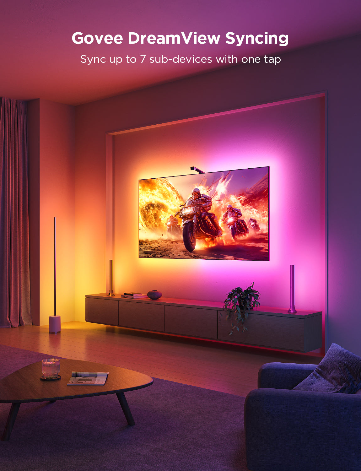 ⚡Govee H6098  –  Kit de retroiluminación TV Backlight 3S RGBICW para TV 75–85″
