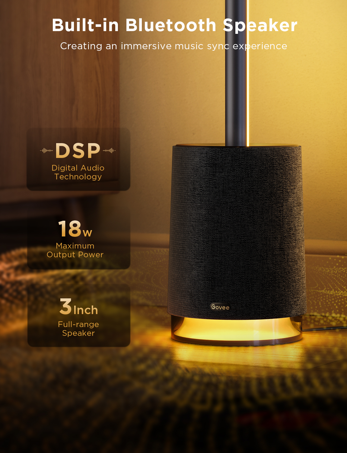 🎶 Govee H6079 – RGBICWW Floor Lamp con Speaker Bluetooth